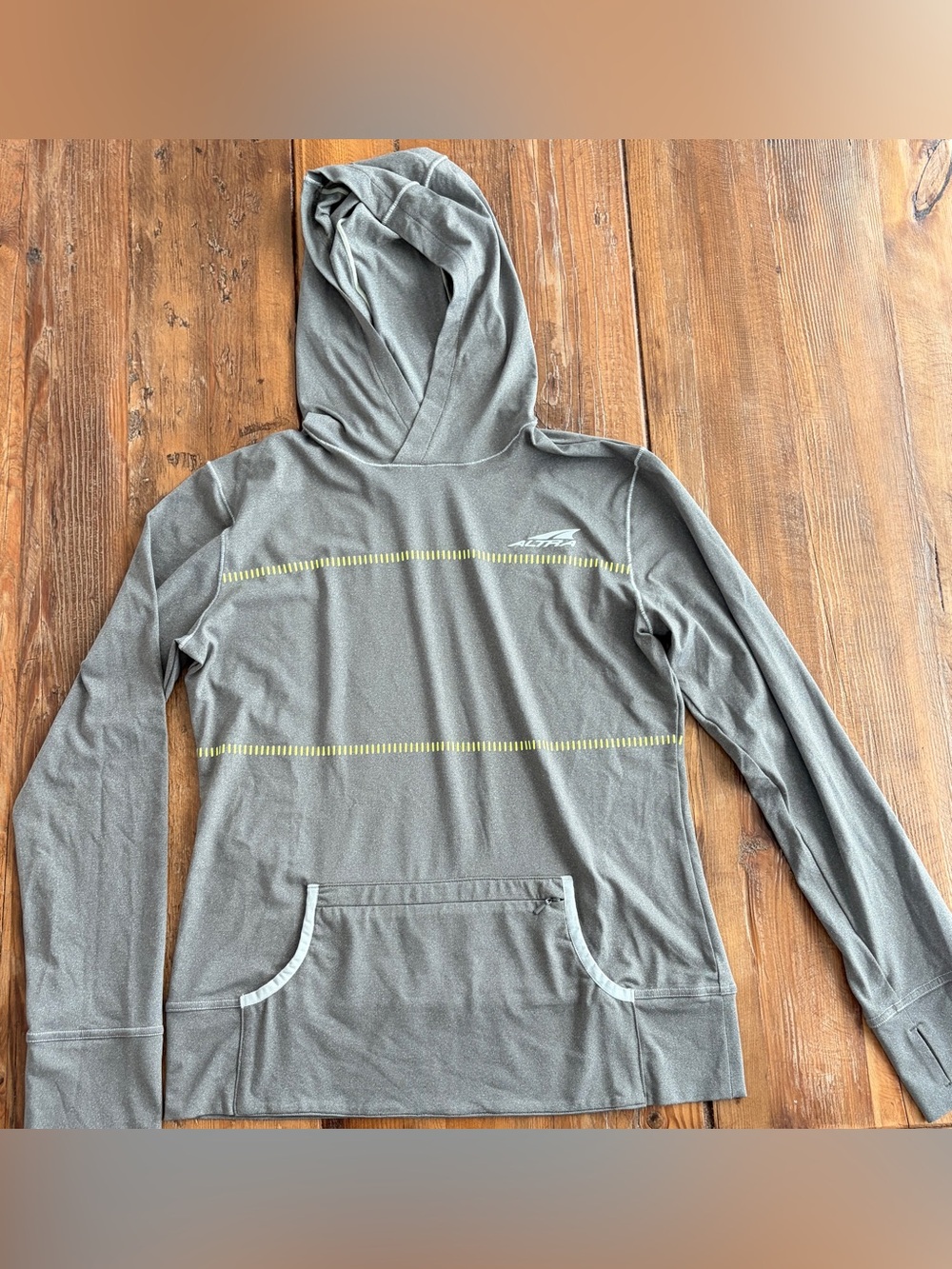 Altra Gray Hooded Athletic Hoodie with Yellow Stripe Accents